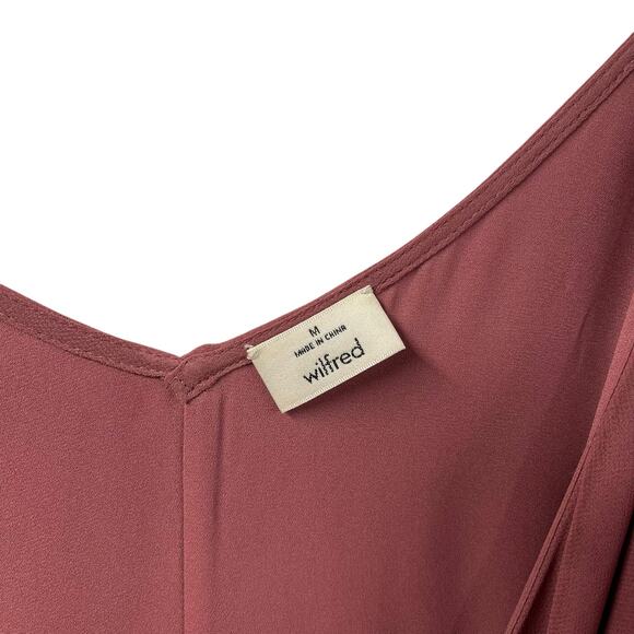 Wilfred pleated midi dress spaghetti strap wrap medium dusty rose Aritzia - Picture 7 of 7